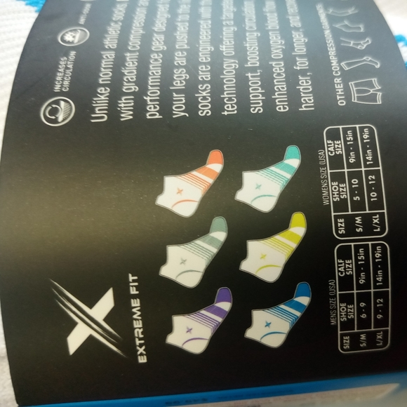 Xtreme fit ultra v striped granuated compression socks low cut. Sz s/m or l/xlg - Picture 3 of 5